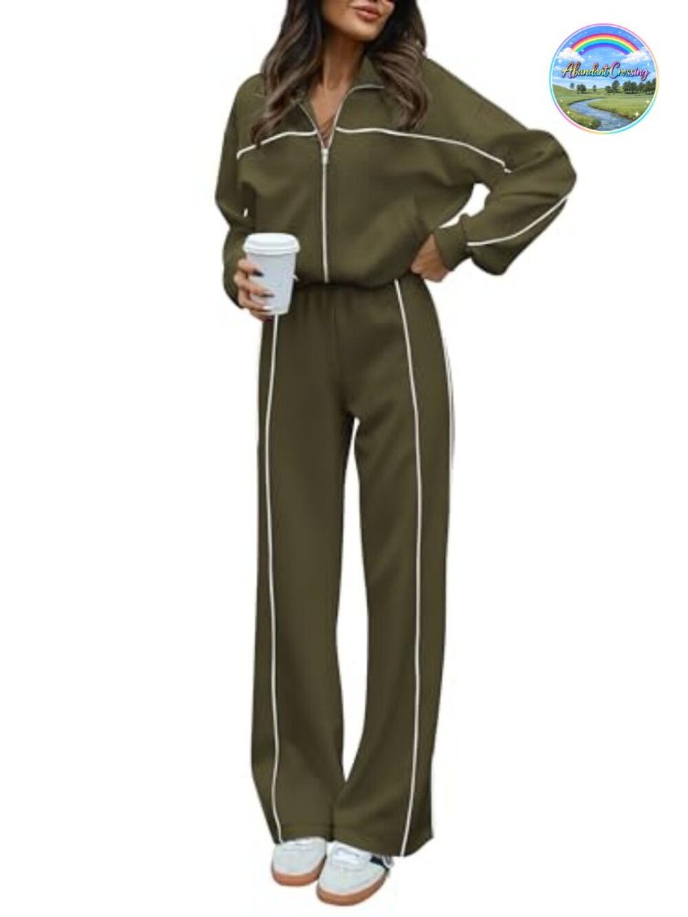 Women's 2 Piece Lounge Sweatsuit Zip Up Oversized Tracksuit